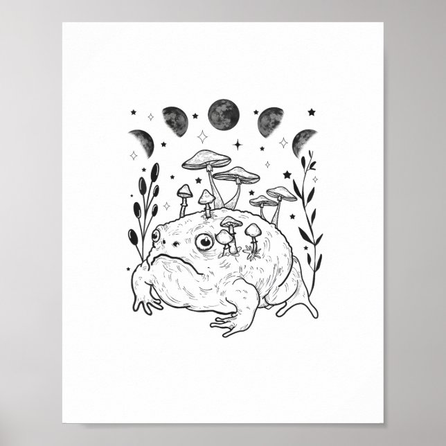 Poster Academia Lua Witchy Goblincore Estética Sapo (Frente)