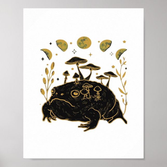 Poster Academia Moon Witchy Goblincore Aesthetic Frog Cla (Frente)