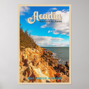 Poster Acadia National Park Bar Harbor Watercolor