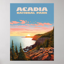 Acadia National Park Maine Coast Retro