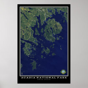 Pôster Acadia National Park Maine Do Space Satellite