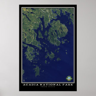 Pôster Acadia National Park Maine Do Space Satellite