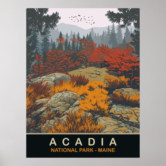 Poster Acadia National Park, Maine, Viagem (Frente)