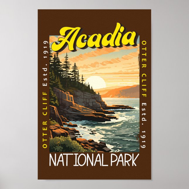 Poster Acadia National Park Otter Cliff aflita (Frente)