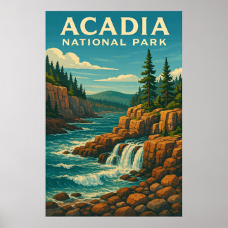 Poster Acadia National Park, Vintage