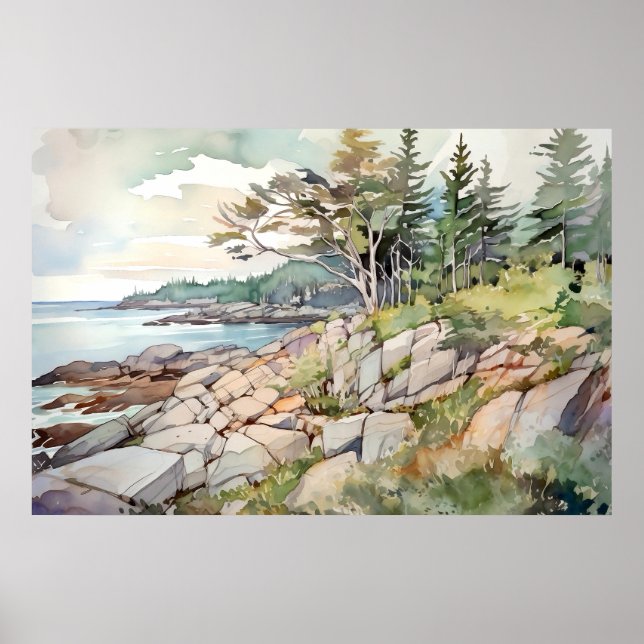 Poster Acadia National Park Watercolor (Frente)