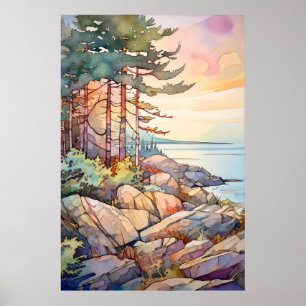 Poster Acadia National Park Watercolor
