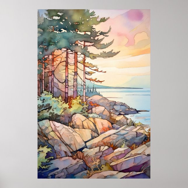 Poster Acadia National Park Watercolor (Frente)