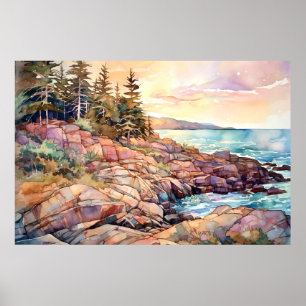 Poster Acadia National Park Watercolor