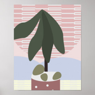 Poster Açafrão Geométrico Abafado da Árvore de Abacate
