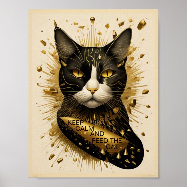 Poster Acalme-se e alimente o gato Art (Frente)