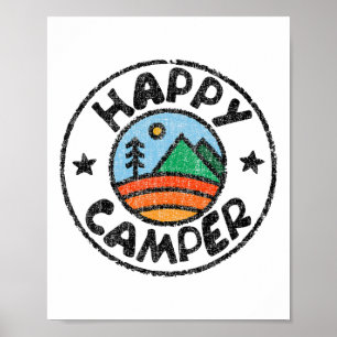 Poster Acampador Divertido Amante de Acampamento Feliz Ca