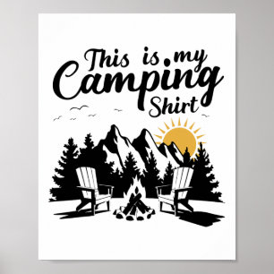 Poster Acampador Divertido Caminhando Na Natureza Acampam