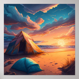 Poster Acampamento ao nascer do sol