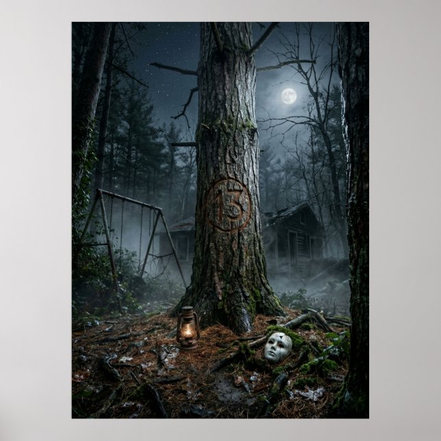 Poster Acampamento da Floresta Assombrada Meia-Noite (Frente)