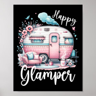 Poster Acampamento de Caravana Glamour Alegre Fofo 