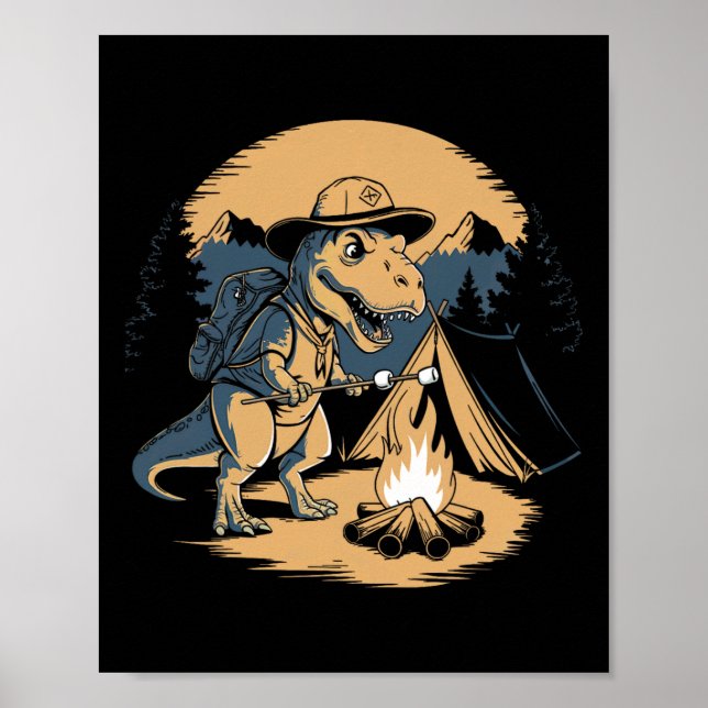 Poster Acampamento De Escoamento Dinossauro Para Crianças (Frente)