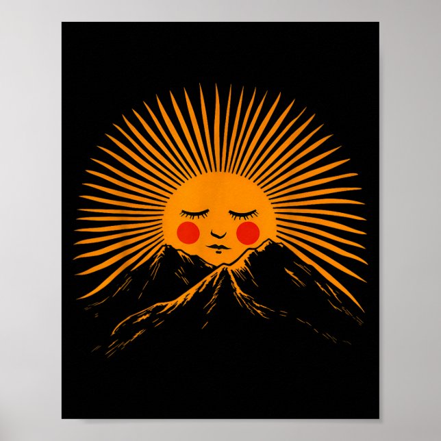 Poster Acampamento de férias de verão fogueira sol (Frente)