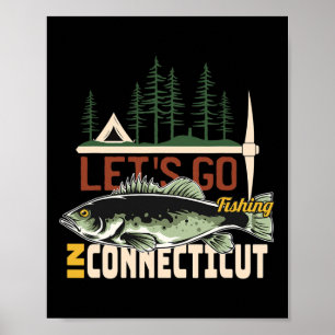 Poster Acampamento de Pesca em Connecticut - Natureza Con