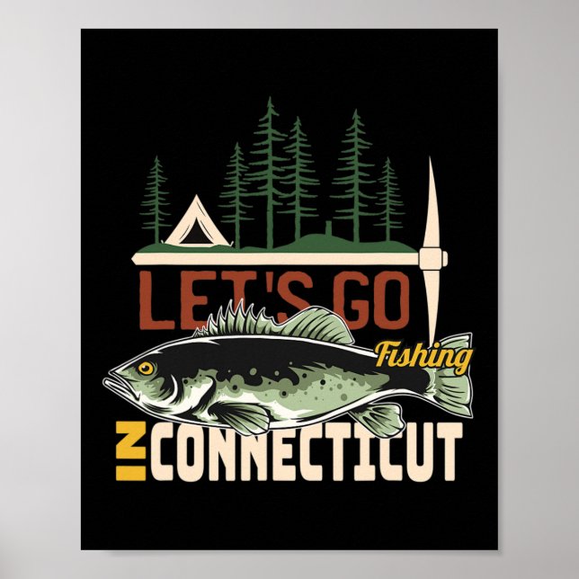 Poster Acampamento de Pesca em Connecticut - Natureza Con (Frente)