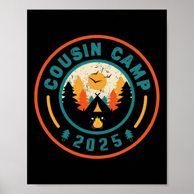 Poster Acampamento de Primos 2025 Equipe de Acampamento F (Frente)