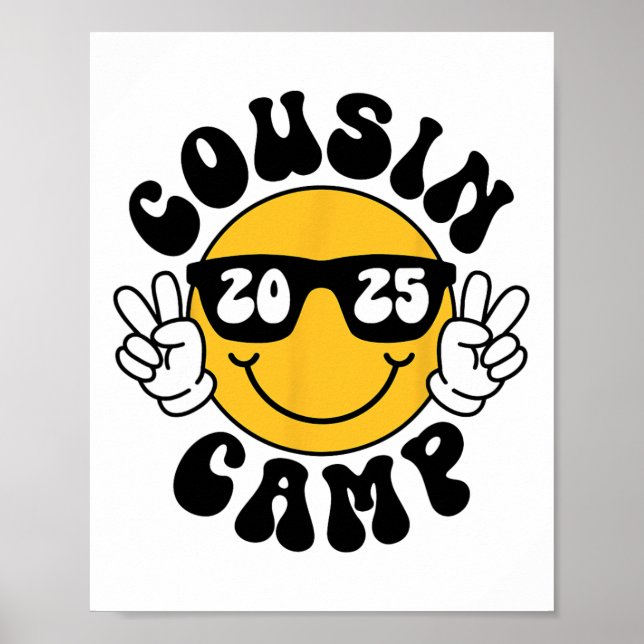 Poster Acampamento de Primos 2025 Rosto Sorridente Férias (Frente)