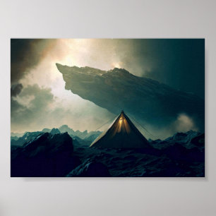 Poster Acampamento de tendas em espaço profundo