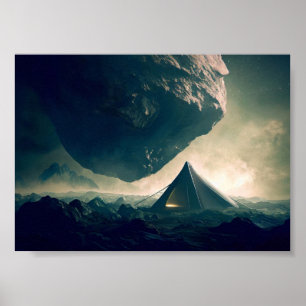 Poster Acampamento de tendas em espaço profundo