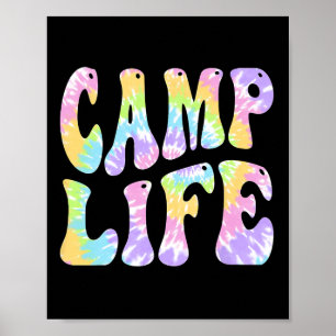 Poster Acampamento de Verão para Meninas Tie-die Retro