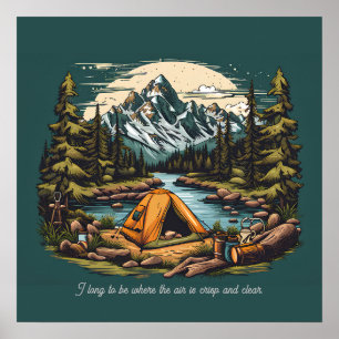 Poster Acampamento nas montanhas rochosas adiciona arte d
