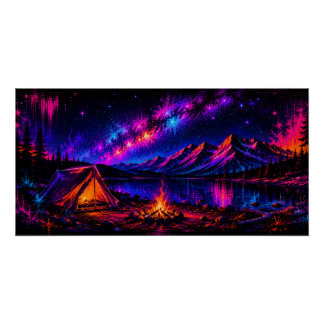Pôster Acampamento Neon