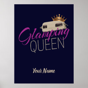 Poster Acampamento Rainha de Luz com Caravanas Vintage