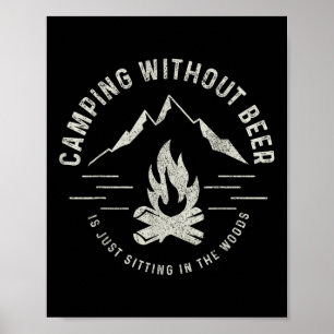 Poster Acampamento Sem Cerveja Está Sentado Na Floresta