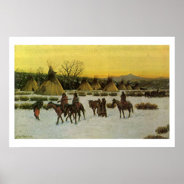 Pôster Acampamento Sioux em Wounded Knee por John Hauser (Frente)