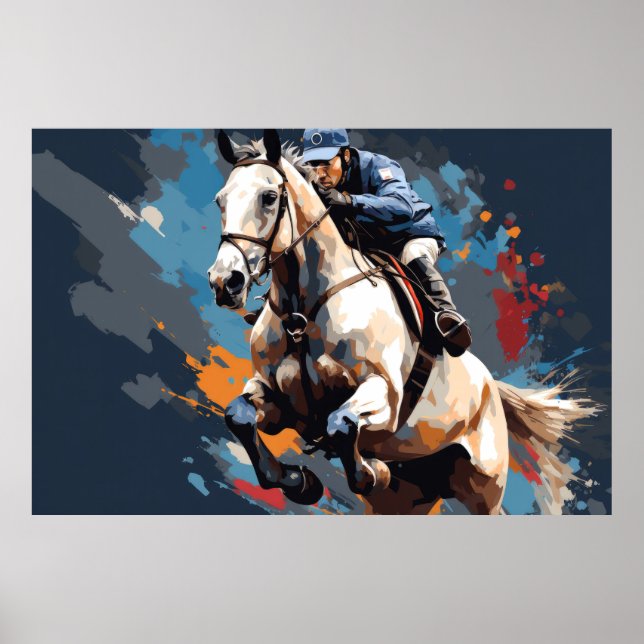 Poster Ação Contra Cavalos Esportes Pintura Abstrato (Frente)