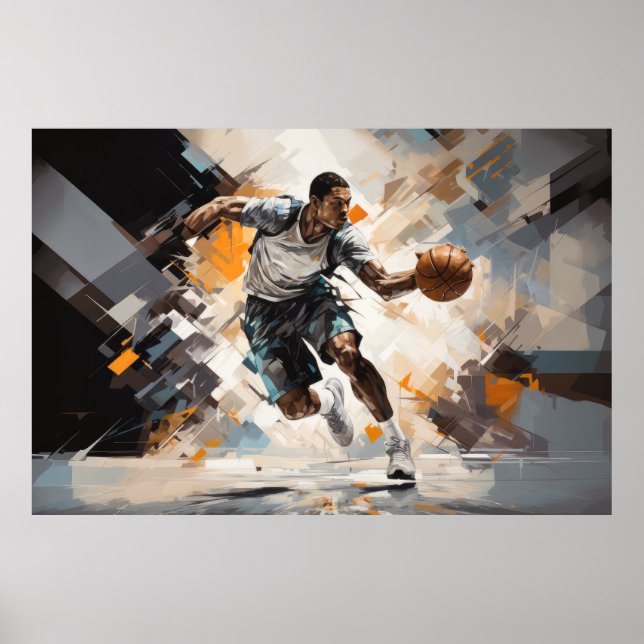 Poster Ação de basquetebol Esporte Pintura de Abstrato (Frente)
