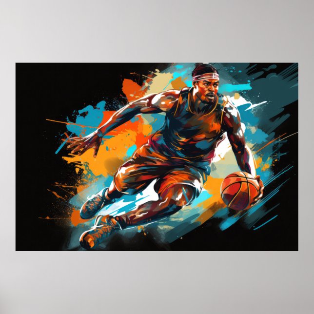 Poster Ação de basquetebol Esporte Pintura de Abstrato (Frente)
