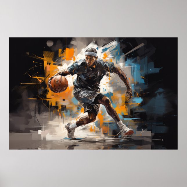 Poster Ação de basquetebol Esporte Pintura de Abstrato (Frente)