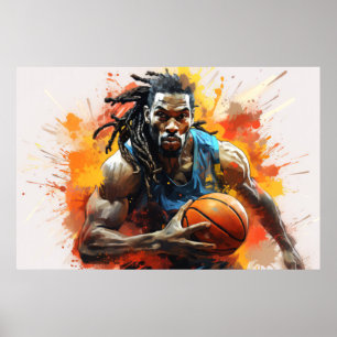 Poster Ação de basquetebol Esporte Pintura de Abstrato