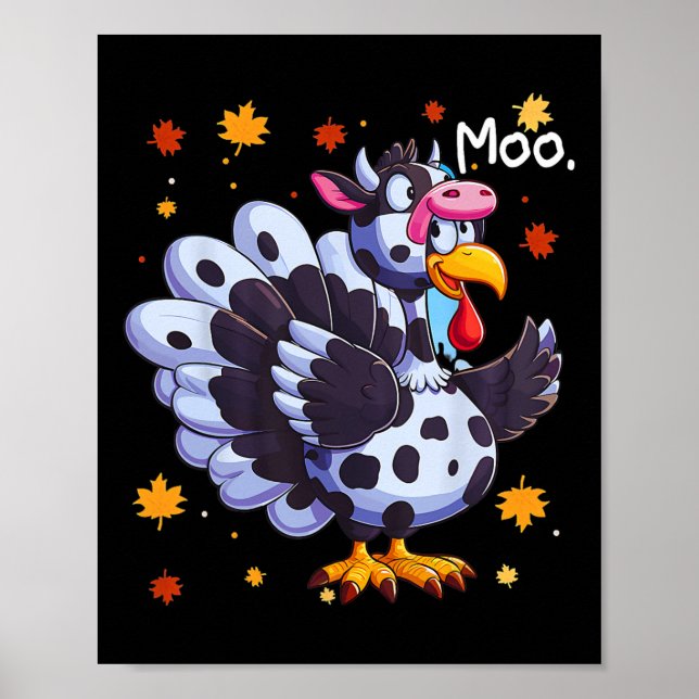 Poster Ação de Graças Falsa Turquia Cabeça de Moo Cabeça  (Frente)