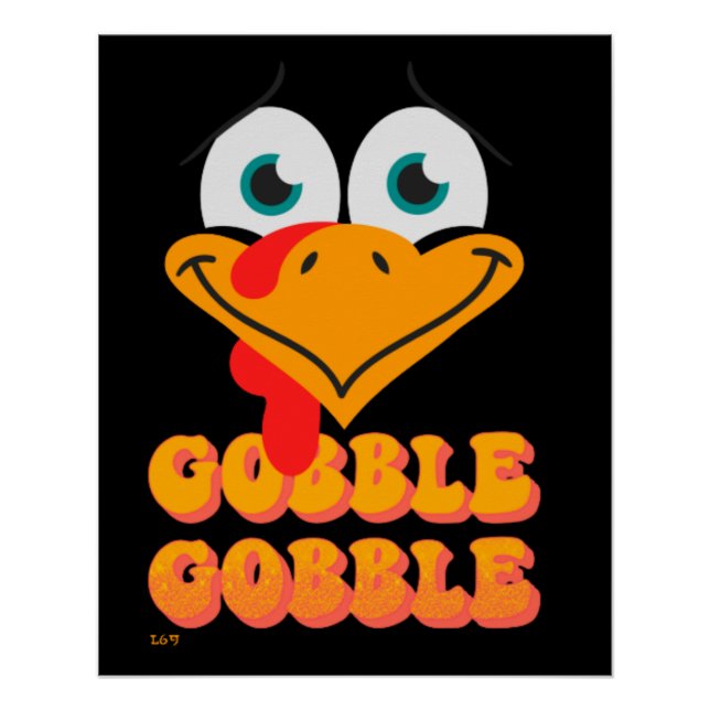 Pôster Ação de Graças GOBBLE GOBBLE (Frente)