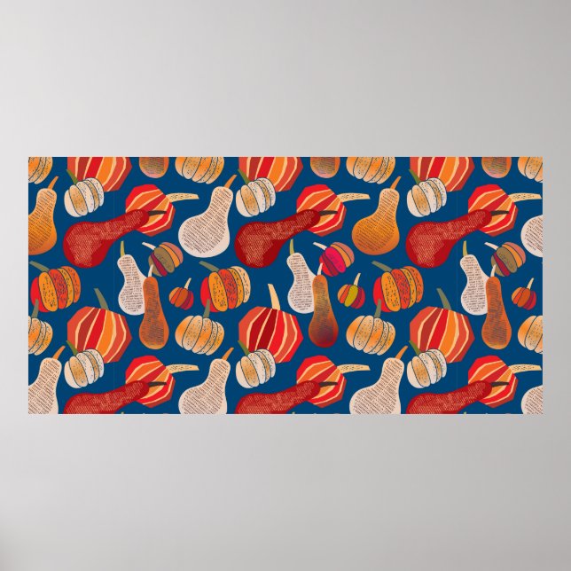 Poster Ação de Graças. Ilustração com abóbora. (Frente)