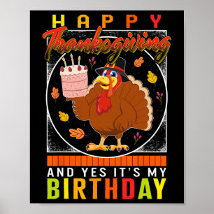 Poster Ação de Graças Sim É Meu Aniversário, Turquia Autu