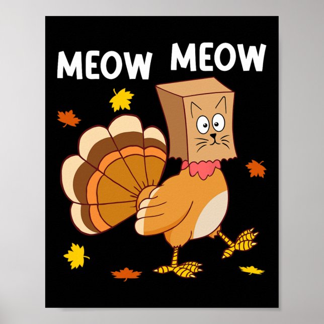 Poster Ação de Graças Turquia Cat Meow Homens Engraçados  (Frente)