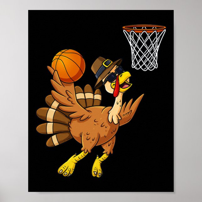 Poster Ação de Graças Turquia Jogador de Basquete Jovens  (Frente)