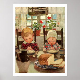 Poster Ação de Graças Vintage, Crianças Gratas