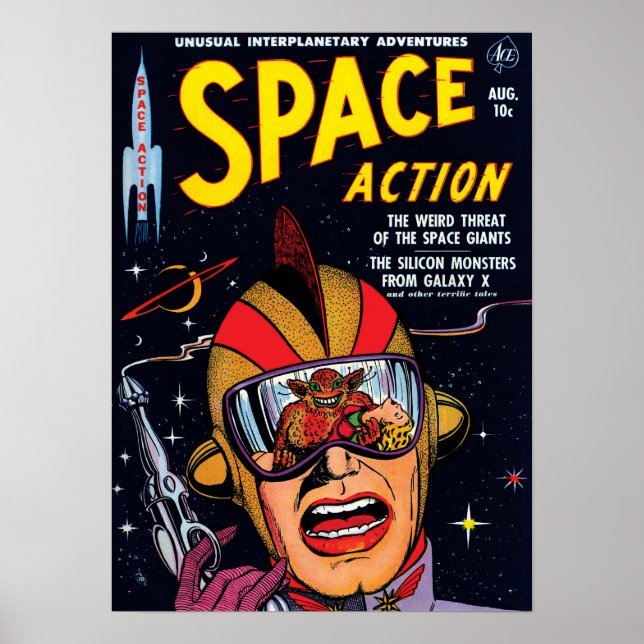Pôster Ação Espacial #2 Vintage Ficha Cômica Cobrir (Frente)