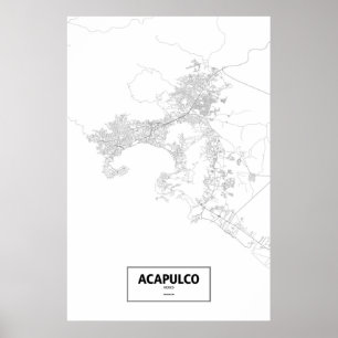 Pôster Acapulco, México (preto no branco)