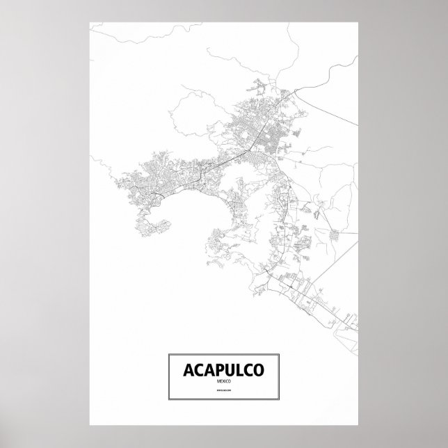 Pôster Acapulco, México (preto no branco) (Frente)