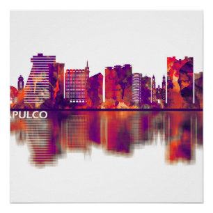 Pôster Acapulco Mexico Skyline